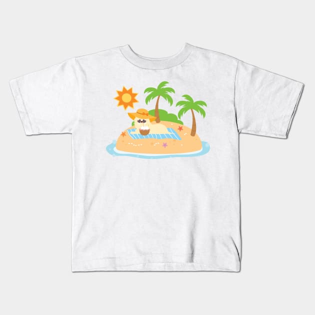 Tropical Maltese Dog Kids T-Shirt by LulululuPainting